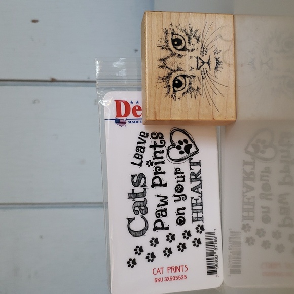 2 Stamps Cat Stamp Deep Red Cat Prints - Picture 1 of 9